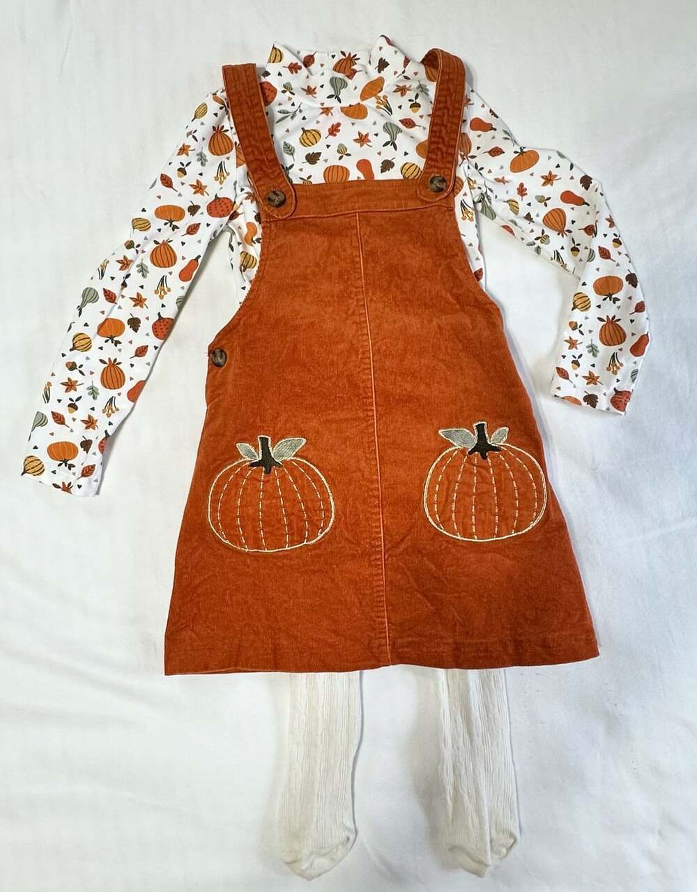 Isaac Mizrahi New York Toddler Girls Pumpkin Corduroy Overall Set Size 3T